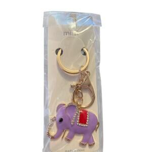 Orchid Elephant Rhinestone Bling Keychain